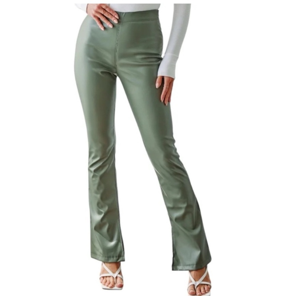 Idem Ditto Sage Green Faux Leather Pants Small